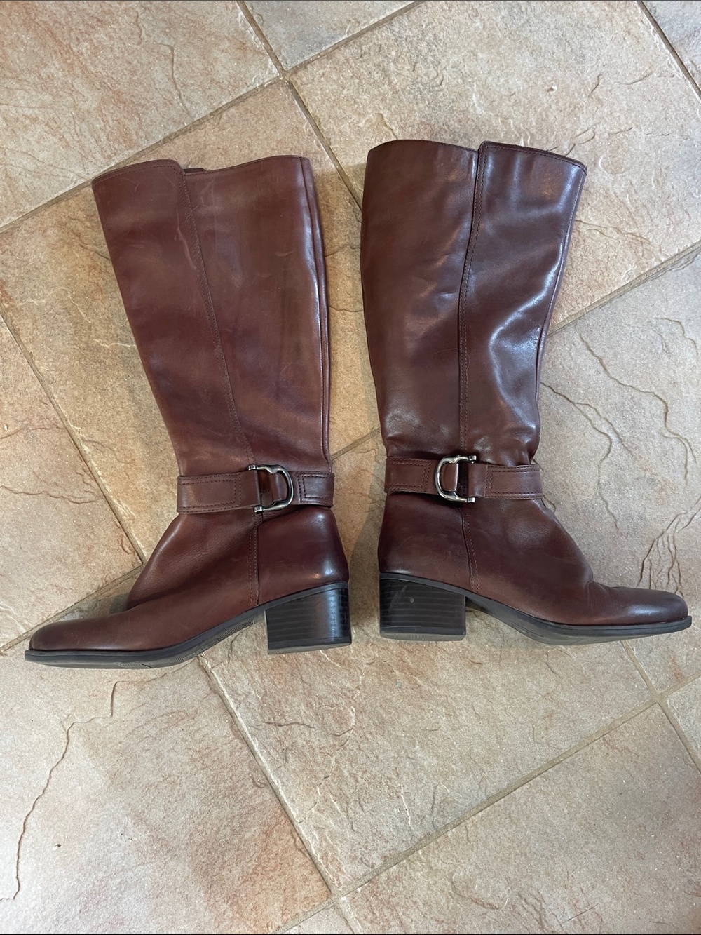 Naturalizer Tall Leather Riding Boots in Chestnut Brown